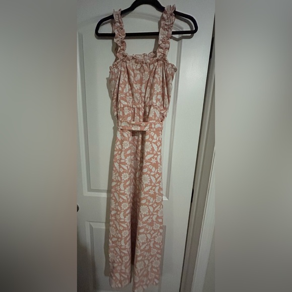 Loft Floral Peach Jumpsuit. Size Large - Picture 2 of 4